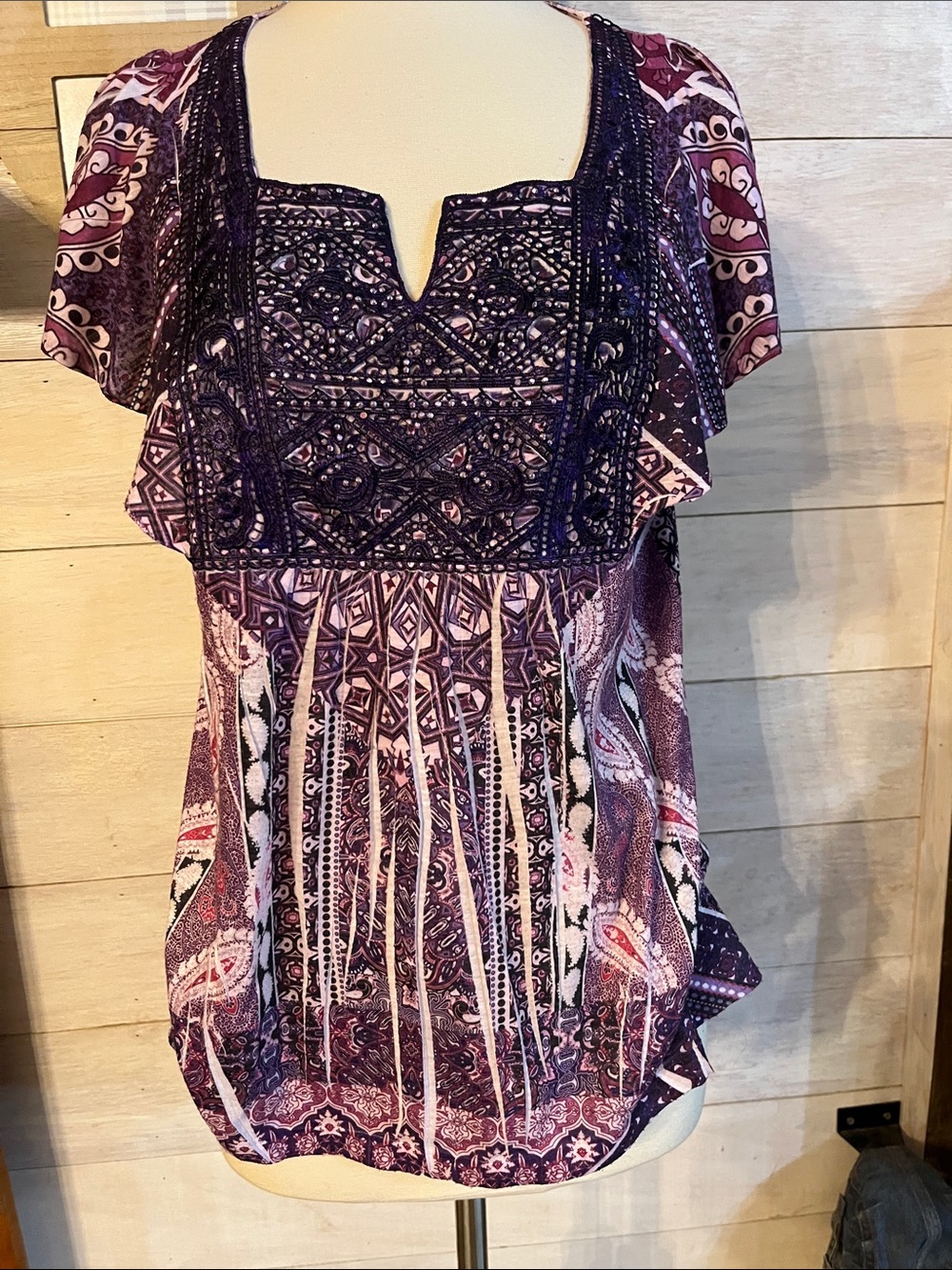 Apt. 9 Purple Paisley Embroidered Midi Dress M